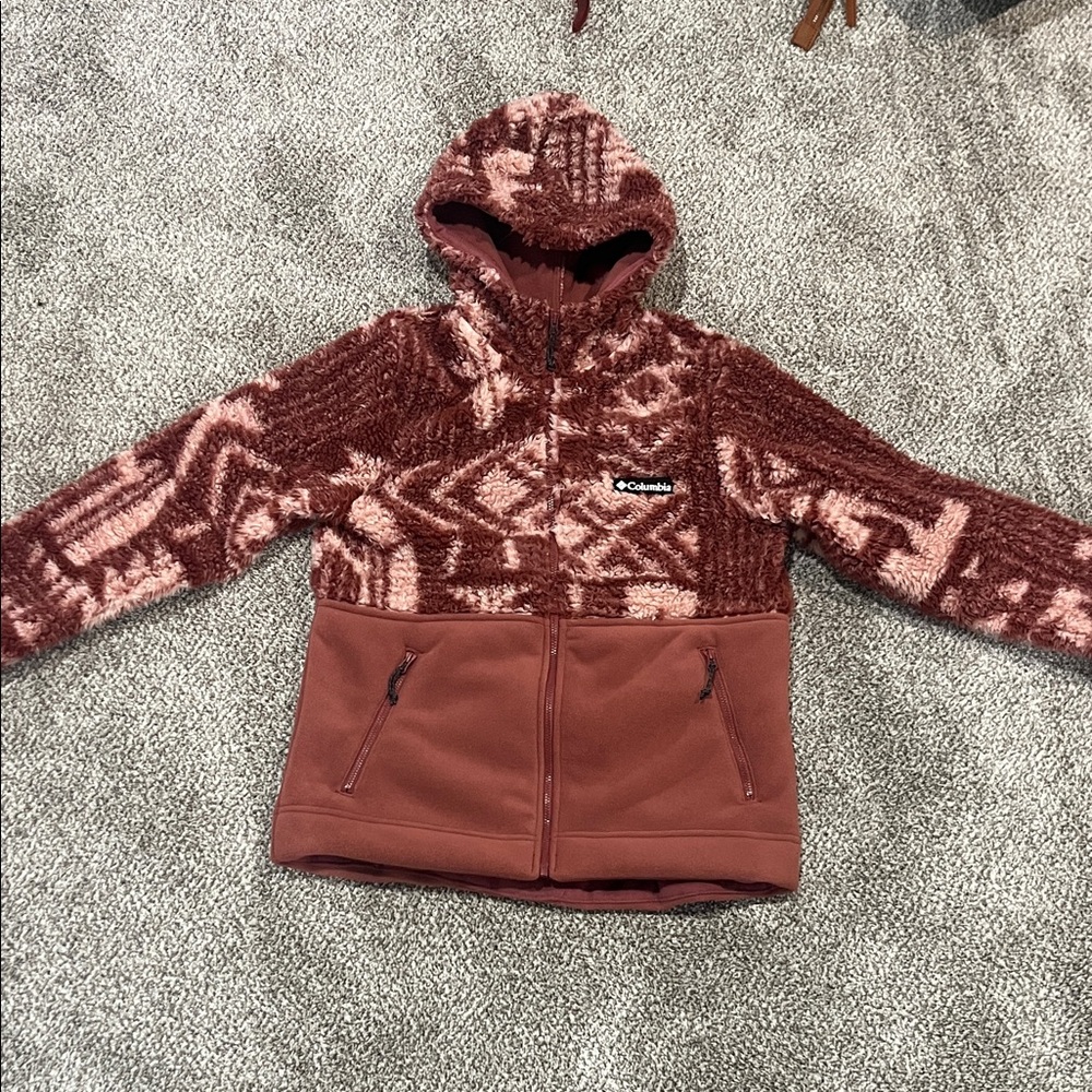 Columbia Geometric Fleece Hoodie - Pink and Brown